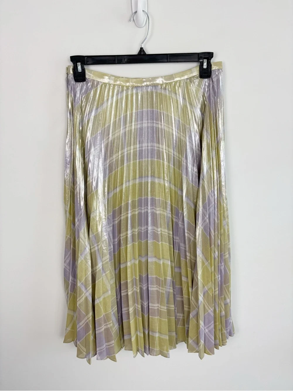 Lauren Ralph Lauren Checked Plaid Pleated Georgette Skirt Size 8